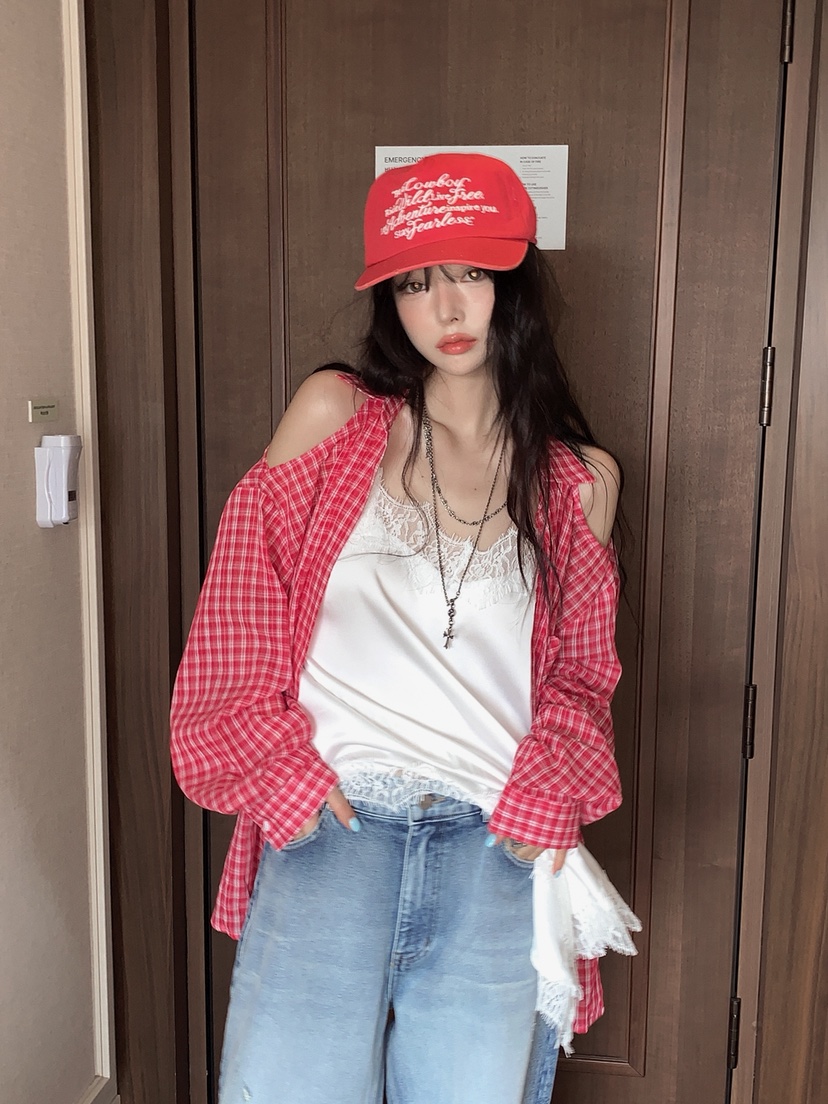OURWAVE/OUR ROOM東大門實拍韓國女裝新款推薦襯衫蕾絲衫格紋Our Wave/Our Room襯衫/蕾絲衫