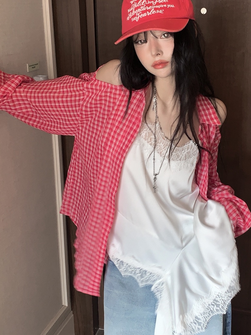 OURWAVE/OUR ROOM東大門實拍韓國女裝新款推薦襯衫蕾絲衫格紋Our Wave/Our Room襯衫/蕾絲衫