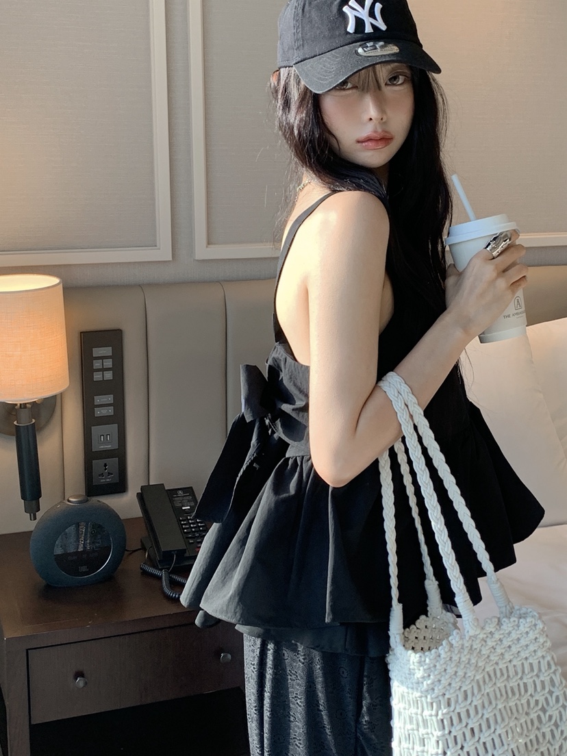 OURWAVE/OUR ROOM韓國直郵女士新款時尚吊帶背心尼龍絲帶Our Wave/Our Room吊帶/背心