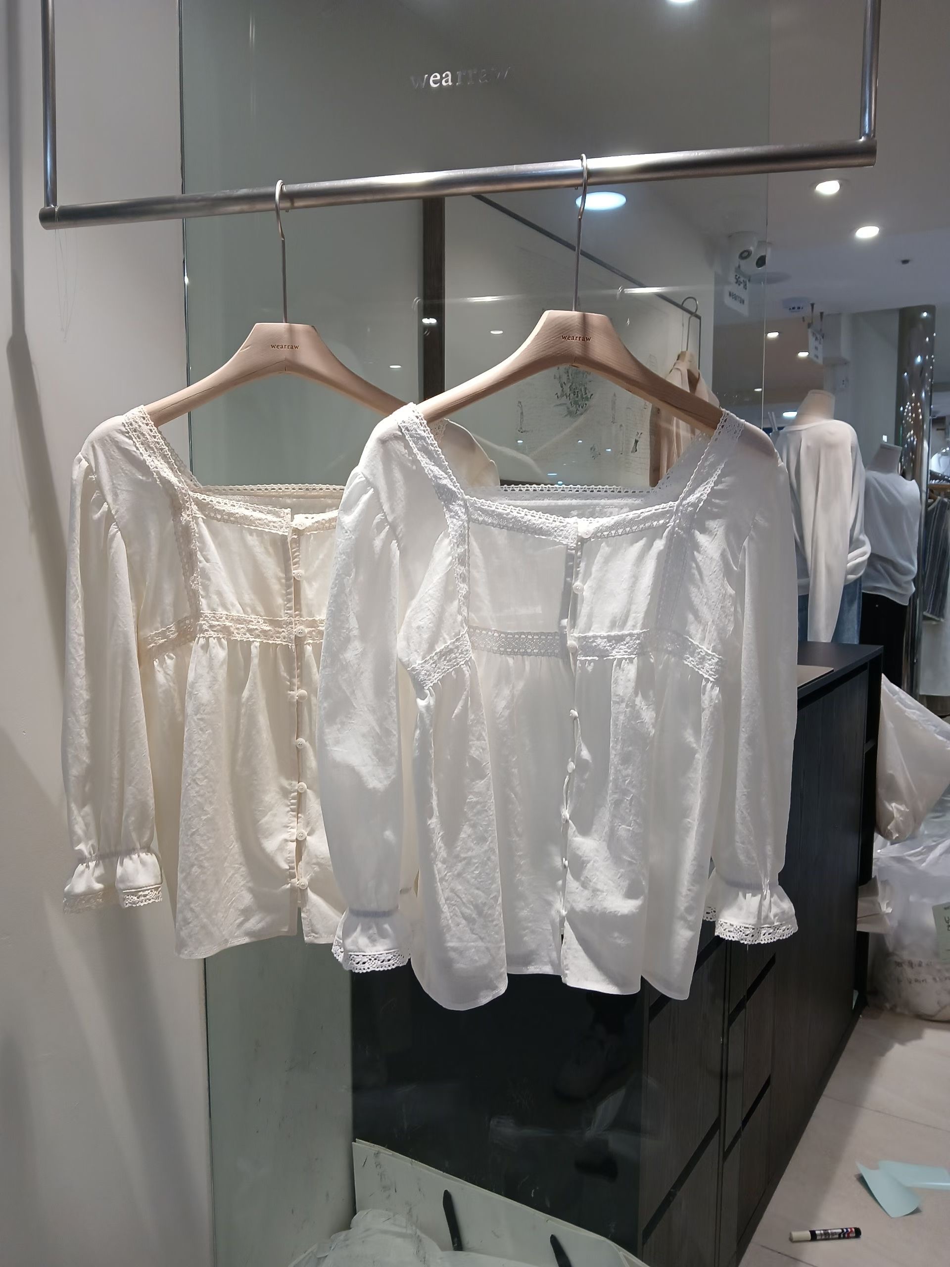 WEARRAW/WELL ROW韓國直郵女士新款熱賣襯衫蕾絲衫蕾絲WEARRAW/WELL ROW襯衫/蕾絲衫圖色1左一色