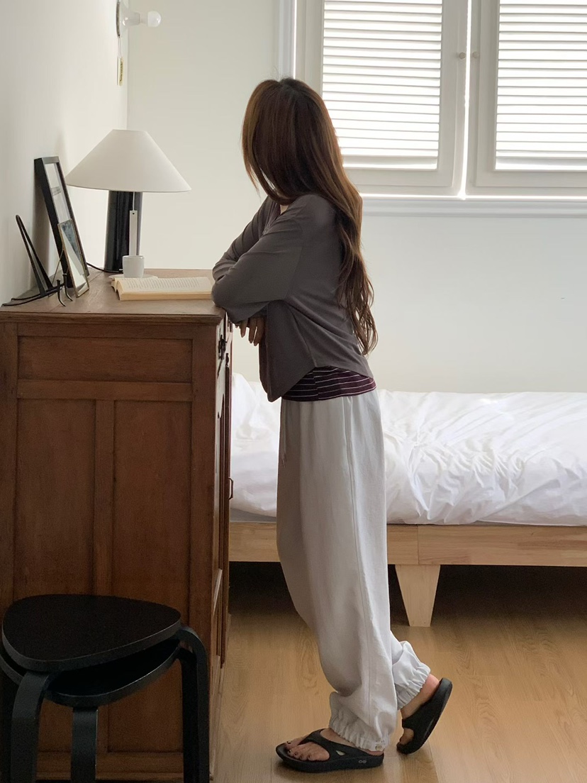 BINUS韓國直郵實拍女裝新款26夏季長袖T恤不含內搭莫代爾紐扣BINUS長袖T恤