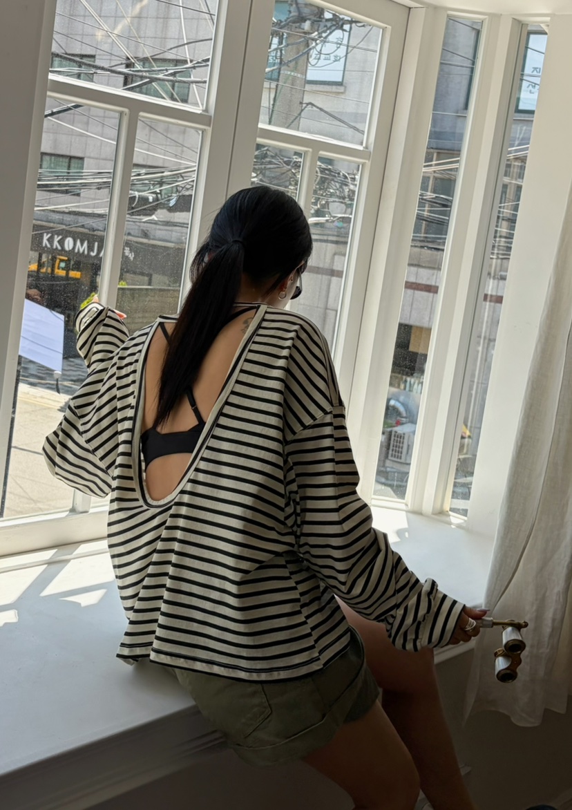 BYRING韓國代購女裝新品休閑熱賣職業26春夏人氣時尚長袖T恤BYRING長袖T恤