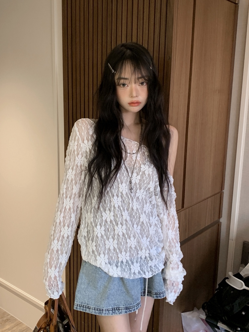 OURWAVE/OUR ROOM韓國直郵女士新款26夏季襯衫蕾絲衫蕾絲Our Wave/Our Room襯衫/蕾絲衫