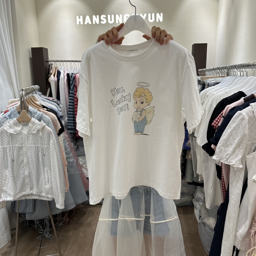 HANSUNGHYUN韓國直郵女士新品26春夏熱賣推薦人氣T恤純棉HANSUNGHYUNT恤圖色1