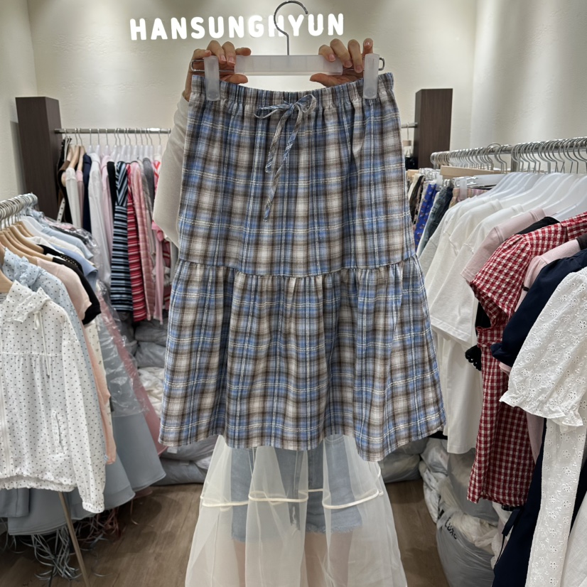 HANSUNGHYUN韓國東大門直郵女士新款推薦半身裙中短裙格子HANSUNGHYUN半身裙/中短裙圖色2