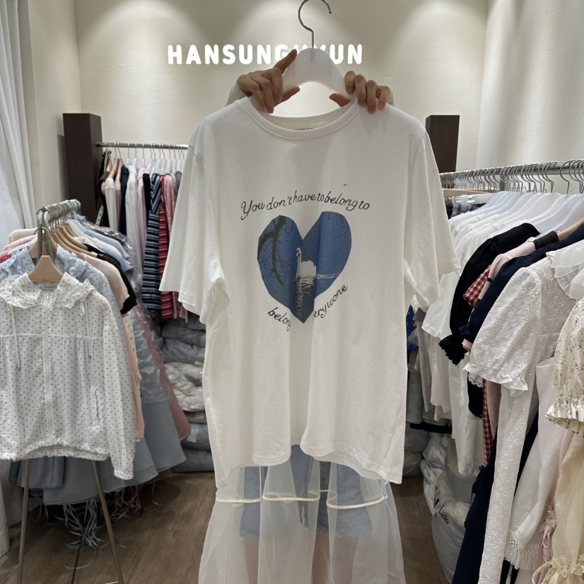 HANSUNGHYUN韓國直郵實拍女裝新品時尚26春夏推薦T恤棉質鵝HANSUNGHYUNT恤圖色1