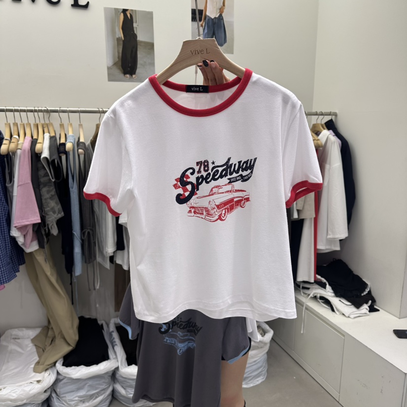 VIVEL韓國直郵女士新品26春夏休閑人氣時尚推薦熱賣職業T恤VIVE LT恤圖色1