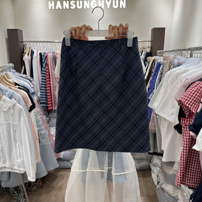 HANSUNGHYUN韓國東大門直郵女士新款職業半身裙中短裙格紋HANSUNGHYUN半身裙/中短裙