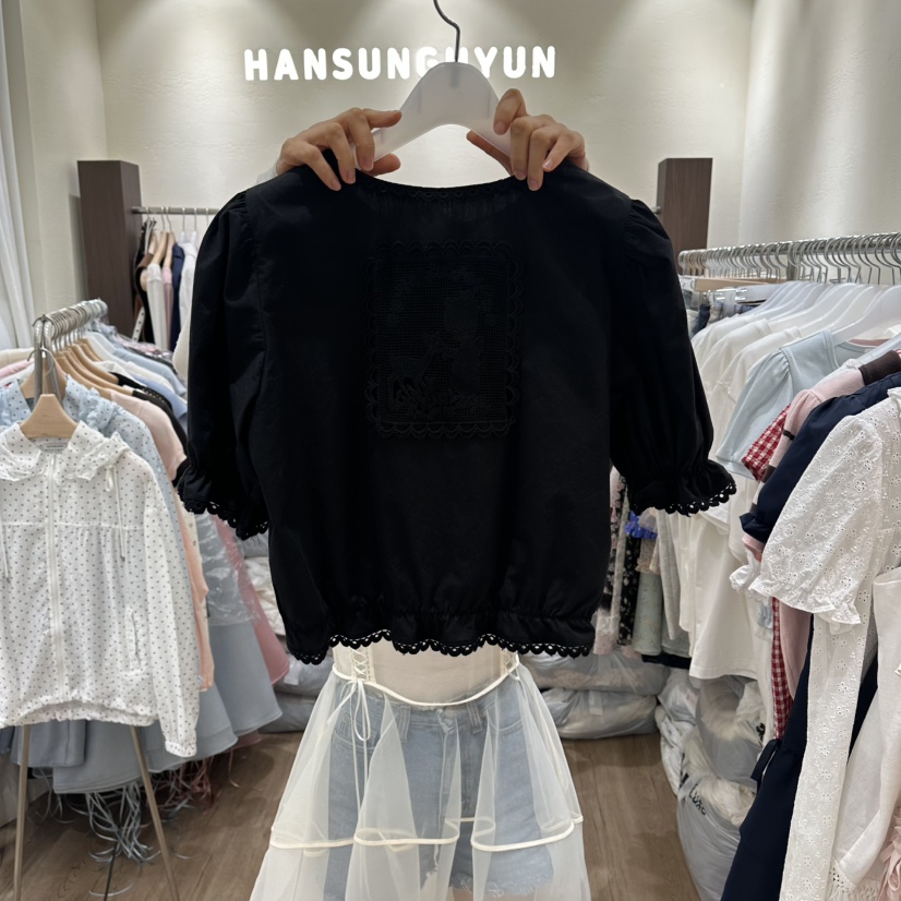HANSUNGHYUN韓國直郵女裝新品26春夏26夏季休閑襯衫蕾絲衫HANSUNGHYUN襯衫/蕾絲衫圖色2