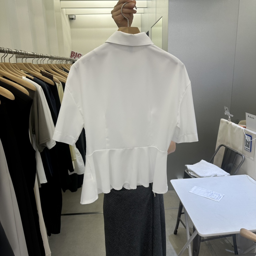 AMON韓國東大門直郵女士新品人氣職業時尚襯衫蕾絲衫不對稱AMON襯衫/蕾絲衫