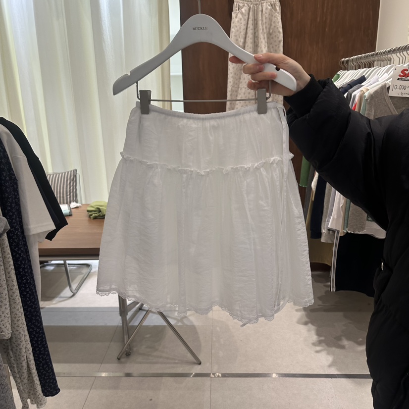 BUCKLE韓國直郵實拍女裝新款休閑26夏季26春夏職業短裙蕾絲BUCKLE短裙圖色2