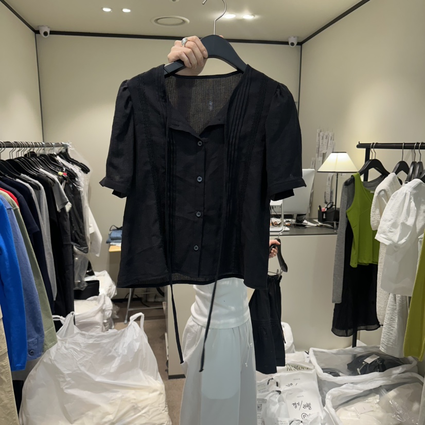 RE STOCK韓國東大門代購女士新品人氣熱賣休閑襯衫蕾絲衫RE STOCK襯衫/蕾絲衫圖色2
