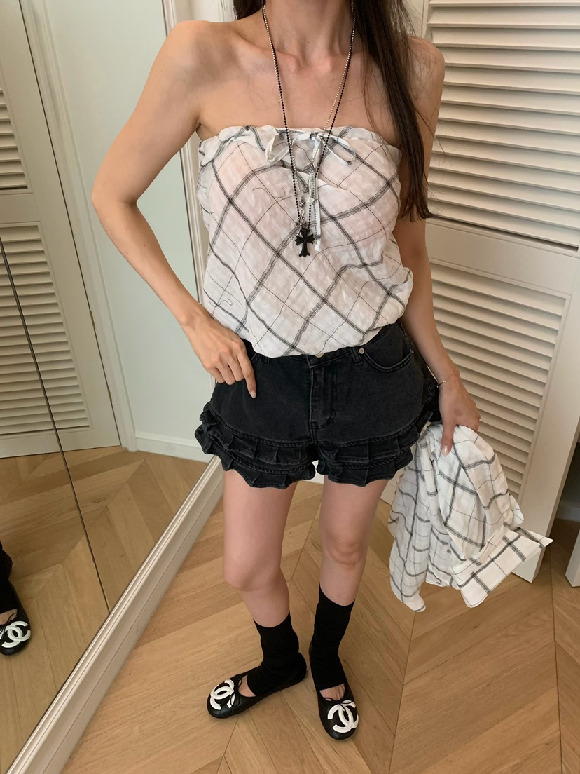 VIRKIN韓國直郵女裝新款人氣26春夏時尚熱賣吊帶背心格子VIRKIN吊帶/背心