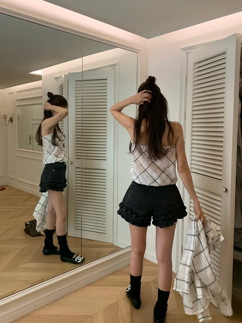 VIRKIN韓國直郵女裝新款人氣26春夏時尚熱賣吊帶背心格子VIRKIN吊帶/背心