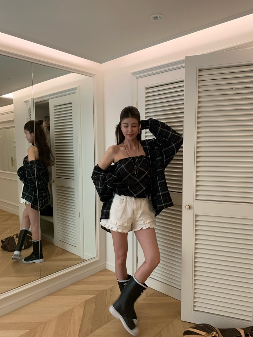 VIRKIN韓國直郵女裝新款人氣26春夏時尚熱賣吊帶背心格子VIRKIN吊帶/背心