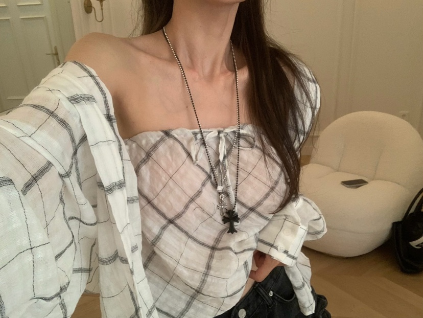 VIRKIN韓國直郵女裝新款人氣26春夏時尚熱賣吊帶背心格子VIRKIN吊帶/背心