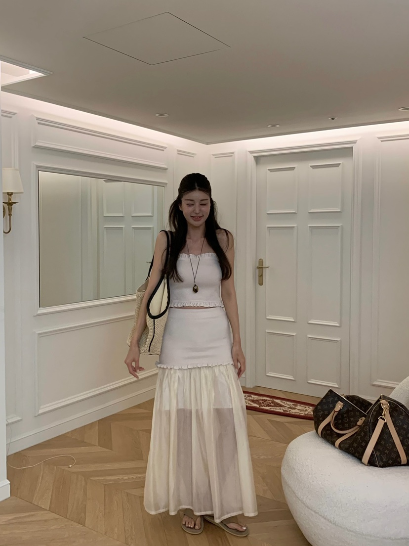 VIRKIN韓國東大門代購女裝新品26春夏半身裙中短裙針織裙VIRKIN半身裙/中短裙