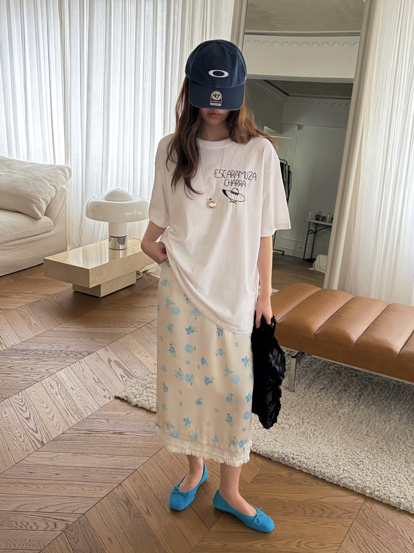 PEBBLE韓國直郵實拍女士新款人氣26夏季時尚熱賣長裙花朵PEBBLE長裙