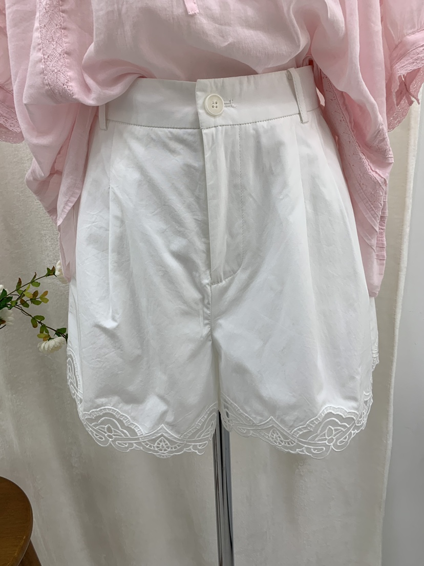 FABRIC東大門實拍韓國女裝新款熱賣26夏季推薦短褲刺繡褶裥FABRIC短褲