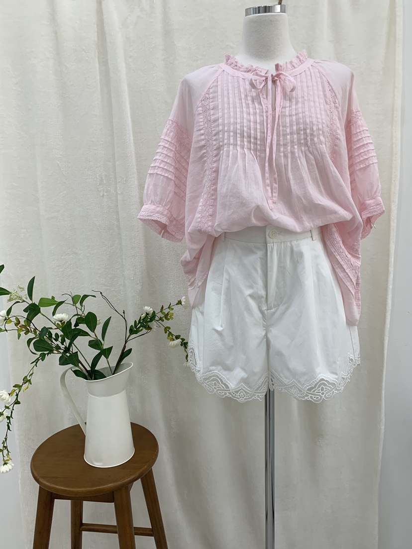 FABRIC東大門實拍韓國女裝新款熱賣26夏季推薦短褲刺繡褶裥FABRIC短褲