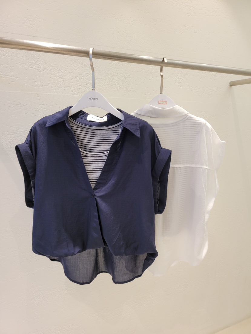 THE OTHER韓國直郵女裝新品時尚熱賣襯衫蕾絲衫假兩件亞麻THE OTHER襯衫/蕾絲衫