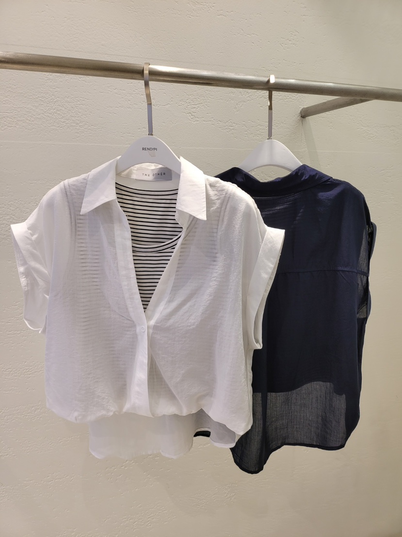 THE OTHER韓國直郵女裝新品時尚熱賣襯衫蕾絲衫假兩件亞麻THE OTHER襯衫/蕾絲衫