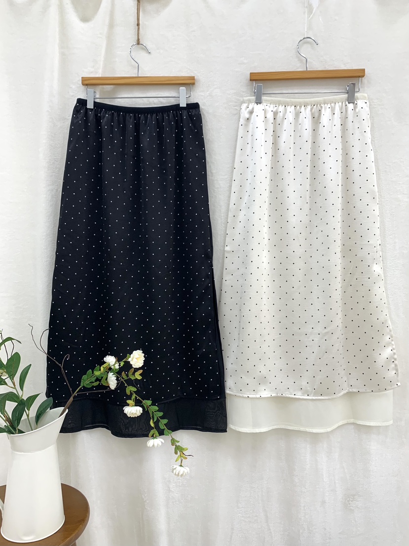 FABRIC韓國直郵女裝新品人氣熱賣休閑推薦26春夏長裙雪紡圓點FABRIC長裙