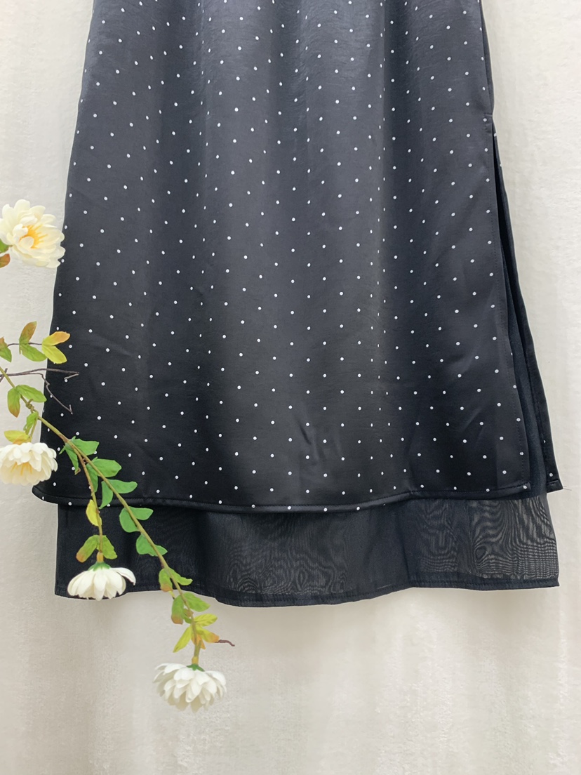 FABRIC韓國直郵女裝新品人氣熱賣休閑推薦26春夏長裙雪紡圓點FABRIC長裙