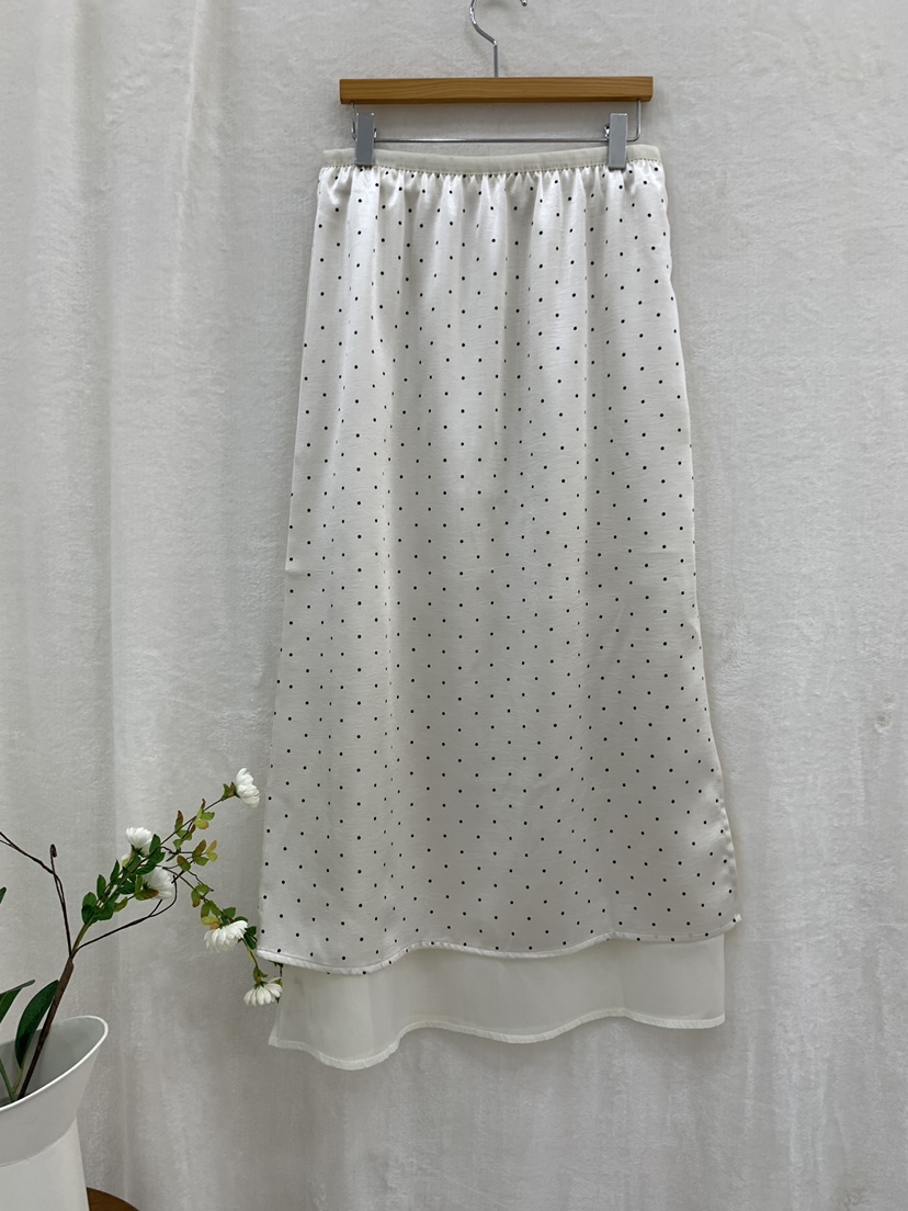FABRIC韓國直郵女裝新品人氣熱賣休閑推薦26春夏長裙雪紡圓點FABRIC長裙圖色1