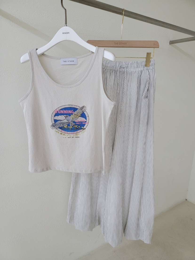 THE OTHER韓國直郵女裝新品時尚26春夏推薦休閑褲亞麻條紋THE OTHER休閑褲