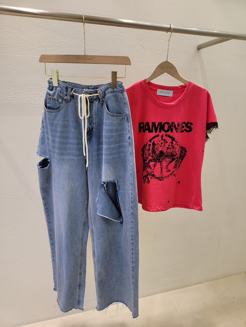 THE OTHER韓國直郵女裝新品休閑熱賣26夏季人氣牛仔褲復古THE OTHER牛仔褲