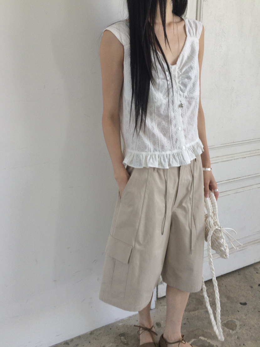 ANOU韓國直郵女士新品26夏季職業熱賣人氣26春夏吊帶背心孔眼ANOU吊帶/背心