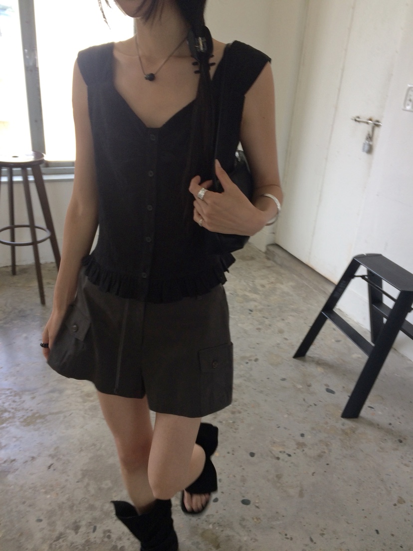 ANOU韓國直郵女士新品26夏季職業熱賣人氣26春夏吊帶背心孔眼ANOU吊帶/背心