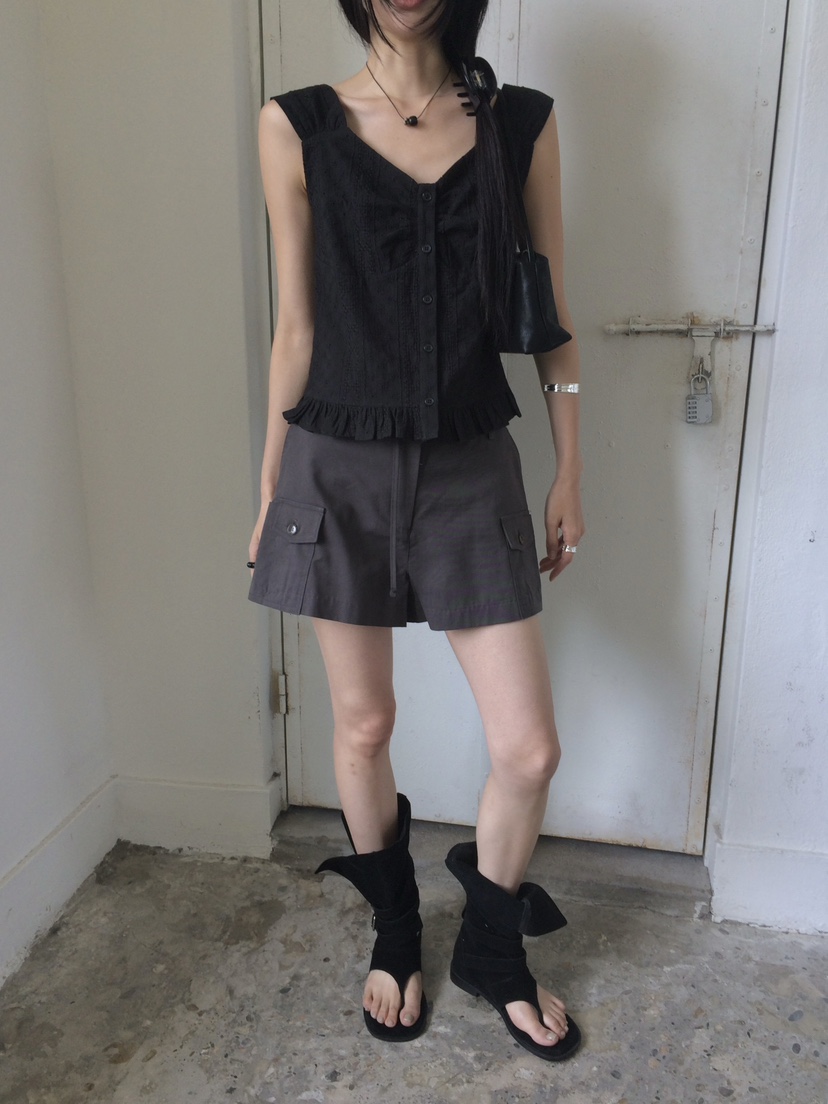 ANOU韓國直郵女士新品26夏季職業熱賣人氣26春夏吊帶背心孔眼ANOU吊帶/背心