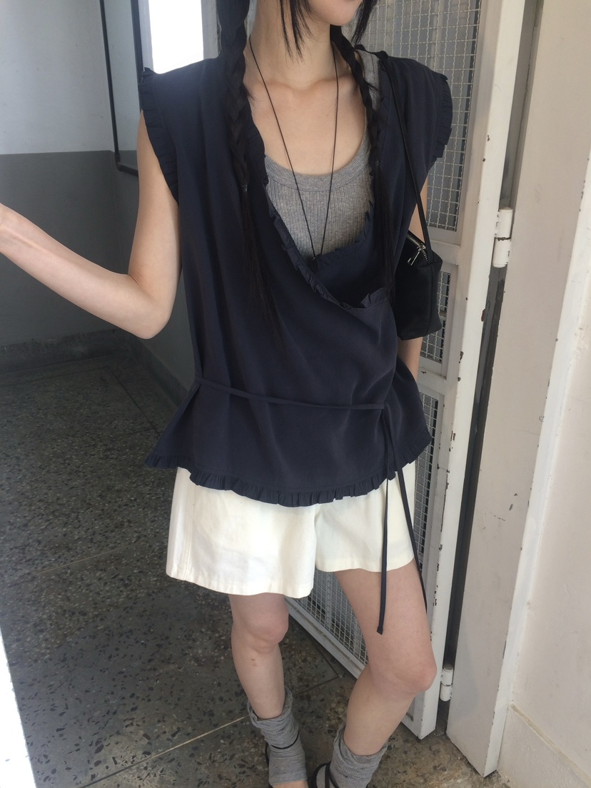 ANOU韓國直郵女士新款職業時尚26夏季休閑吊帶背心含腰繩ANOU吊帶/背心