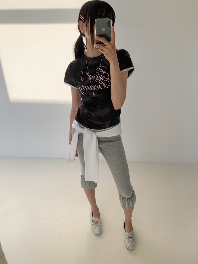 MORE THAN-P韓國直郵女裝新款休閑26夏季人氣時尚T恤迷彩MORE THANT恤