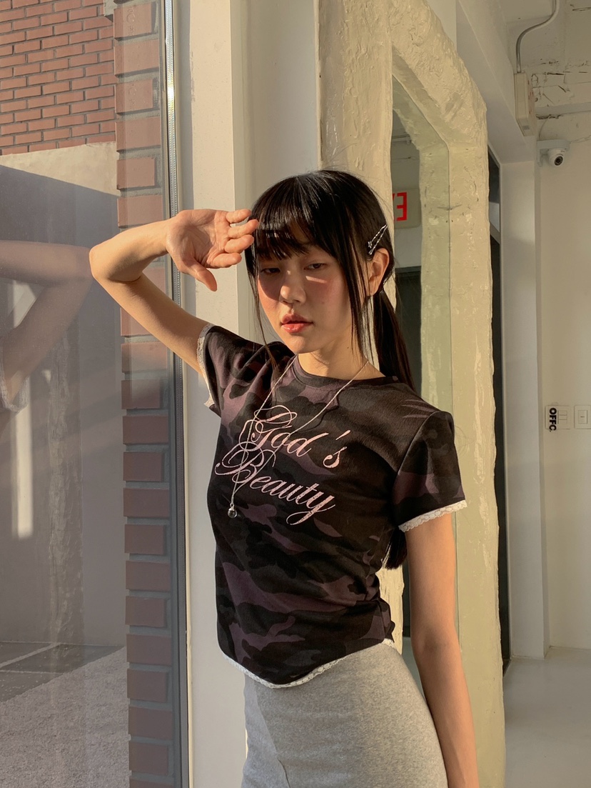 MORE THAN-P韓國直郵女裝新款休閑26夏季人氣時尚T恤迷彩MORE THANT恤