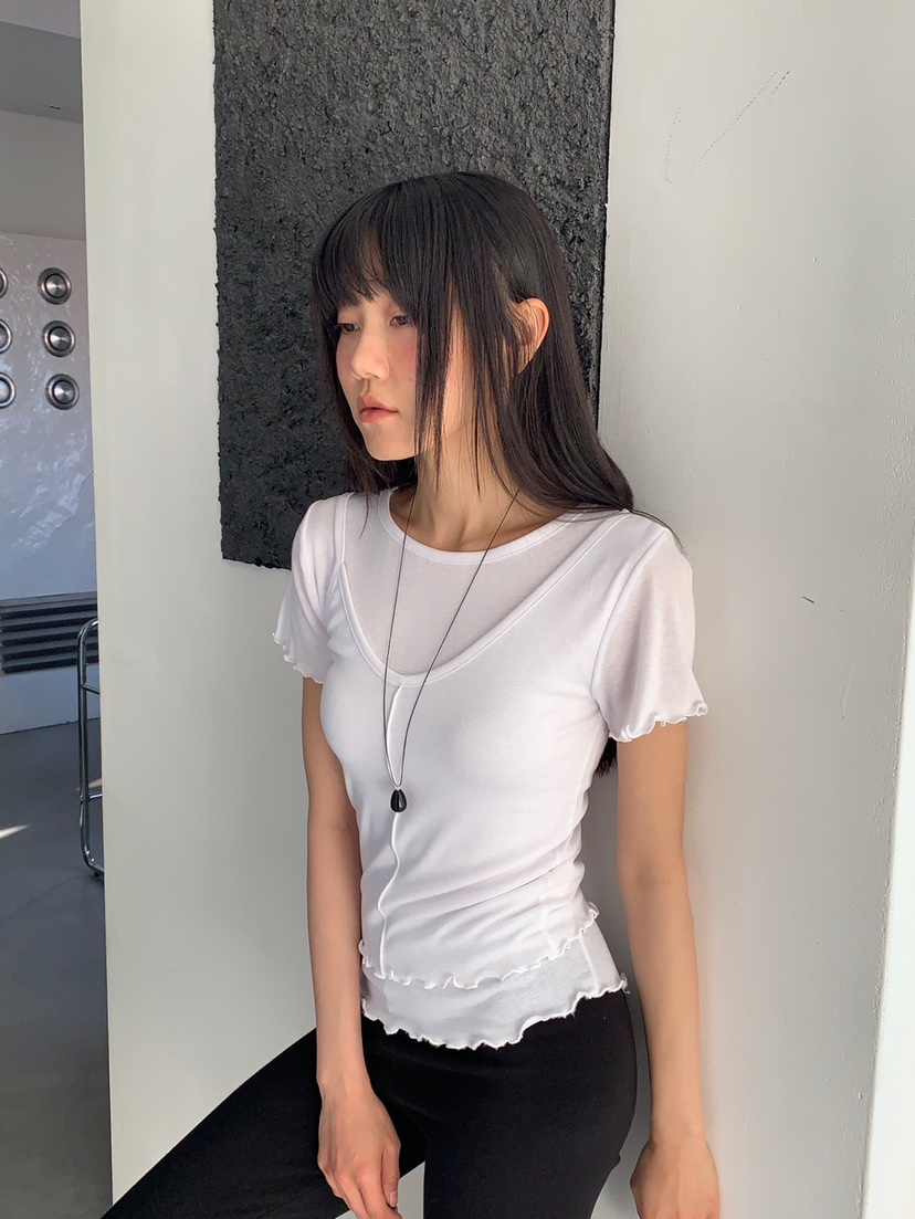 MORE THAN-P韓國直郵女士新品人氣休閑時尚26春夏T恤假兩件MORE THANT恤
