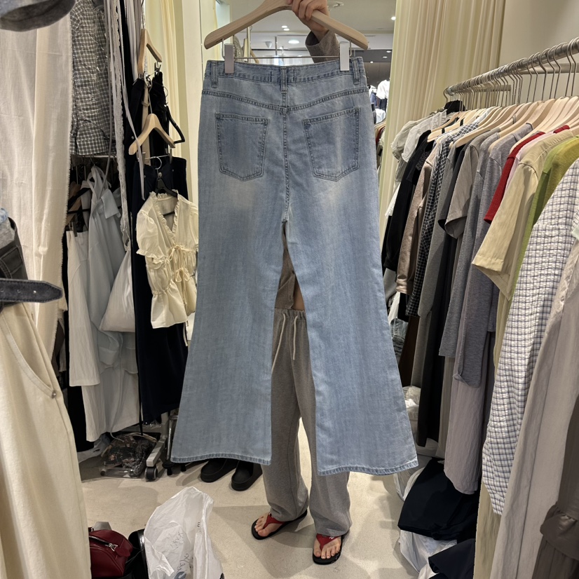 LIL韓國直郵女裝新品熱賣推薦26夏季26春夏職業牛仔褲喇叭褲LIL牛仔褲