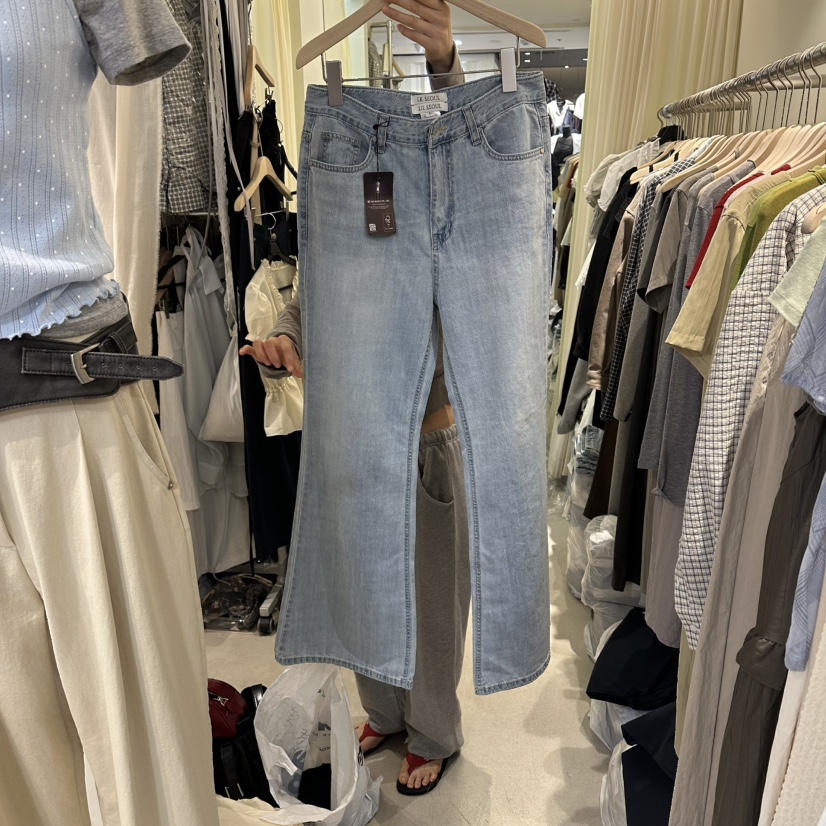 LIL韓國直郵女裝新品熱賣推薦26夏季26春夏職業牛仔褲喇叭褲LIL牛仔褲圖色1