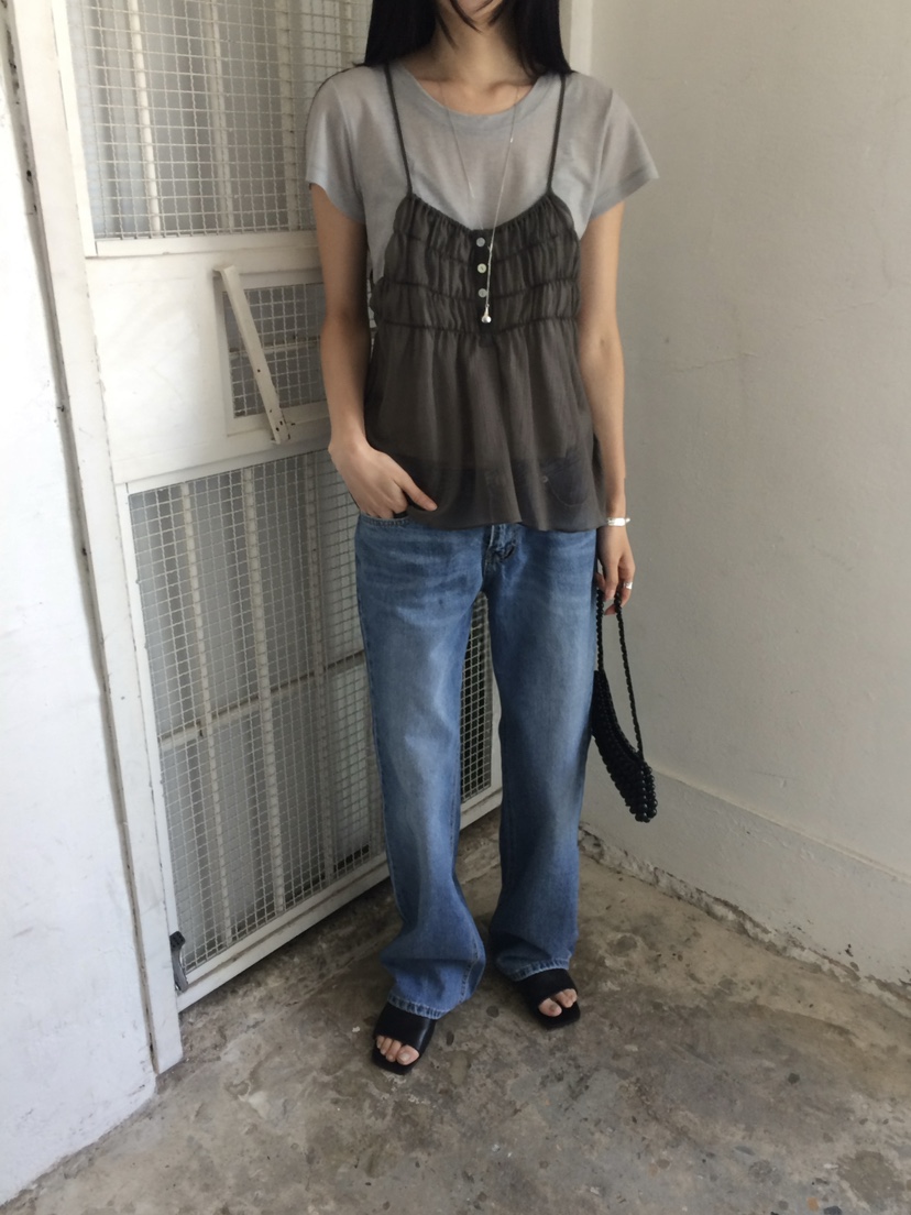 ANOU東大門實拍韓國女裝新款職業時尚休閑推薦吊帶背心透明ANOU吊帶/背心