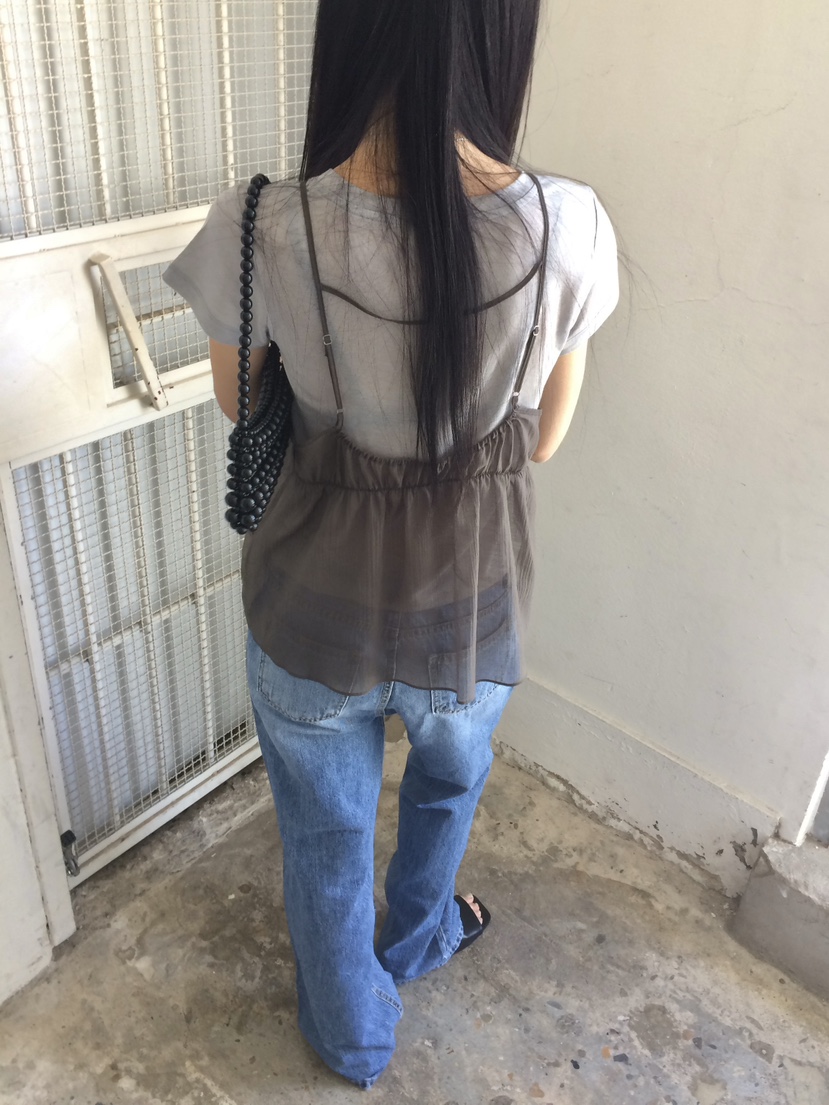 ANOU東大門實拍韓國女裝新款職業時尚休閑推薦吊帶背心透明ANOU吊帶/背心