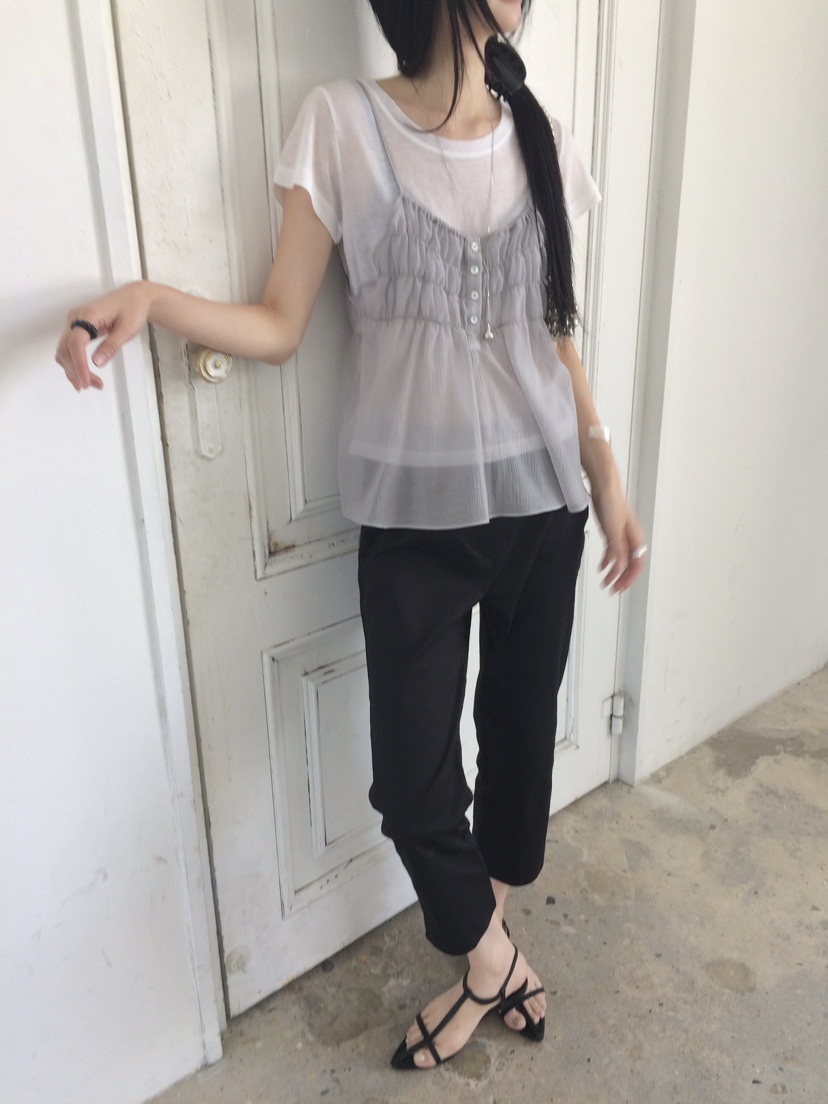ANOU東大門實拍韓國女裝新款職業時尚休閑推薦吊帶背心透明ANOU吊帶/背心