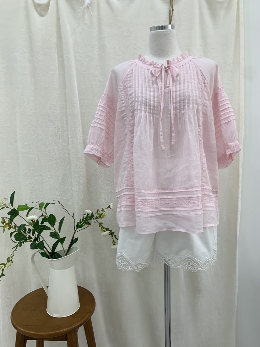 FABRIC韓國東大門直郵女裝新品26春夏人氣襯衫蕾絲衫亞麻布FABRIC襯衫/蕾絲衫