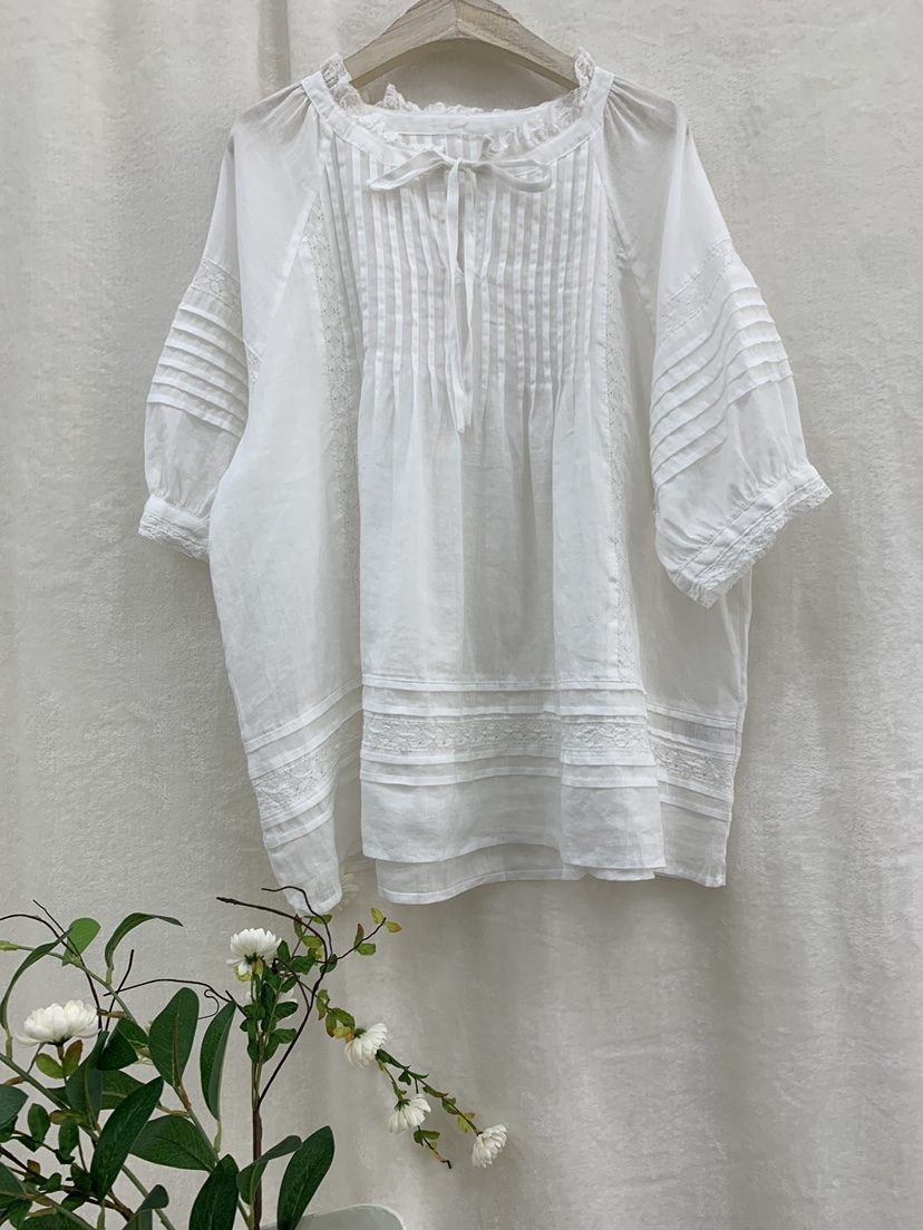 FABRIC韓國東大門直郵女裝新品26春夏人氣襯衫蕾絲衫亞麻布FABRIC襯衫/蕾絲衫圖色1