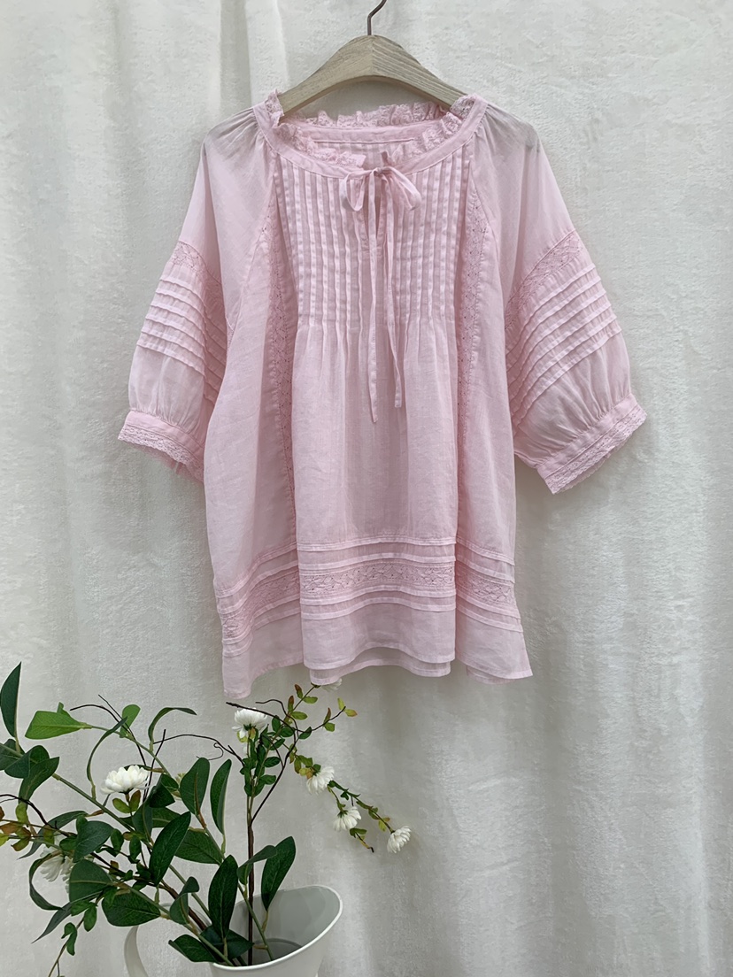 FABRIC韓國東大門直郵女裝新品26春夏人氣襯衫蕾絲衫亞麻布FABRIC襯衫/蕾絲衫圖色2