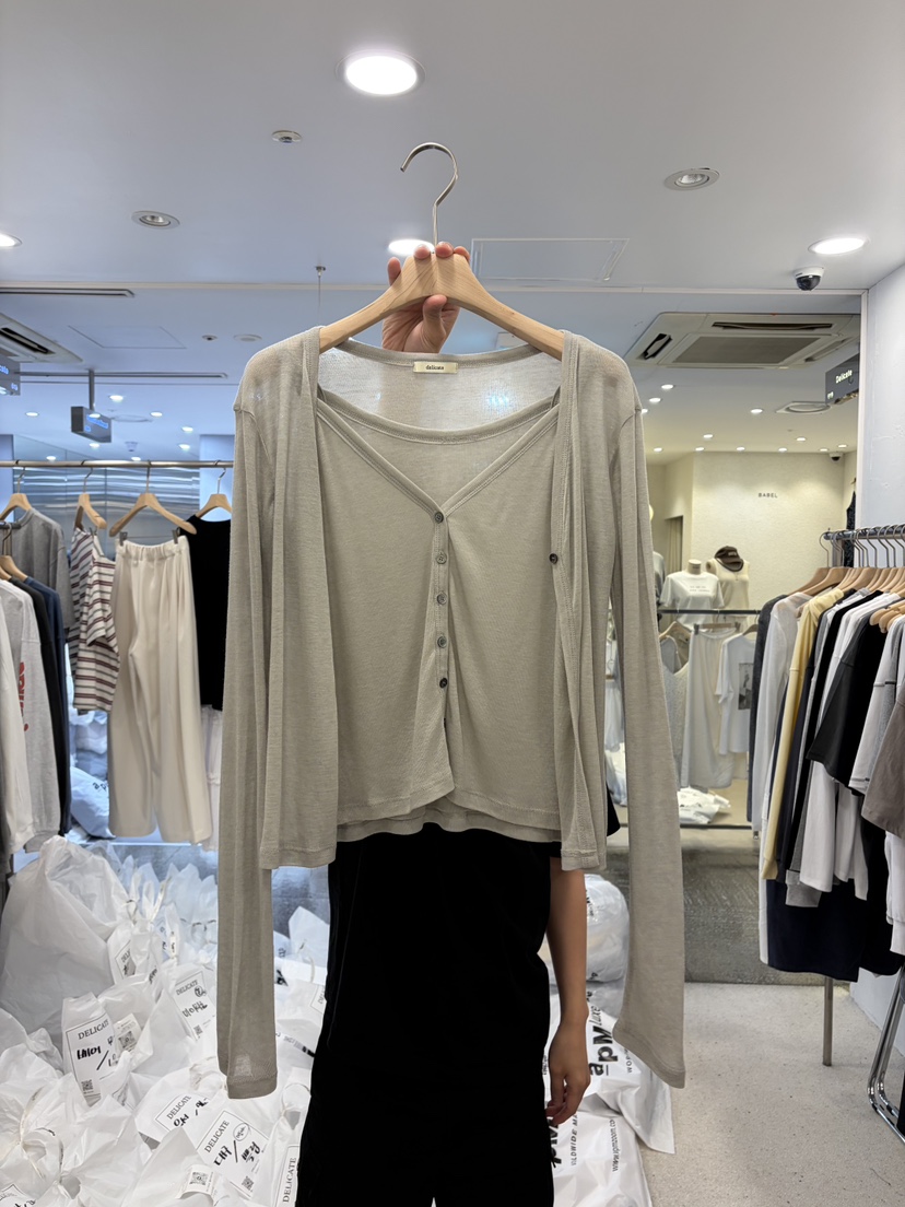 DELICATE韓國代購女裝新款職業休閑26春夏針織衫雙層開衫DELICATE針織衫圖色3