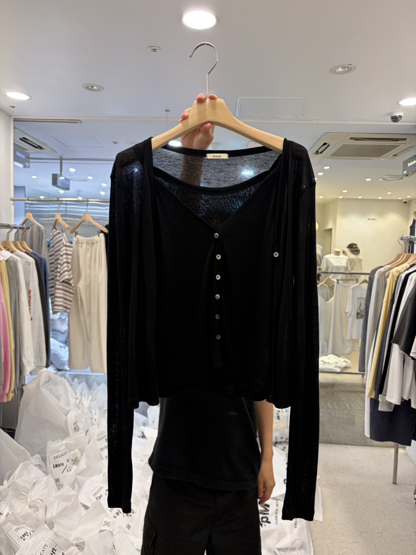 DELICATE韓國代購女裝新款職業休閑26春夏針織衫雙層開衫DELICATE針織衫圖色4