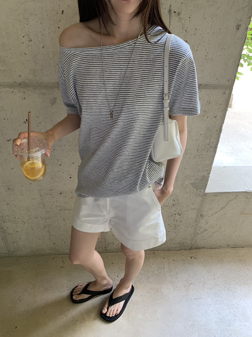 B_GARDER韓國代購女裝新品26夏季休閑職業人氣26春夏T恤條紋B.GARDERT恤