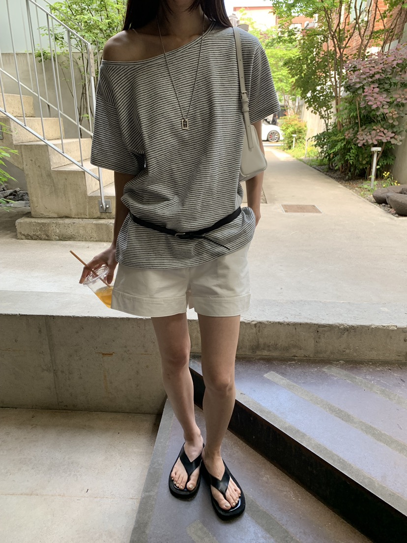 B_GARDER韓國代購女裝新品26夏季休閑職業人氣26春夏T恤條紋B.GARDERT恤圖色3